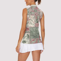 Aloha Hawaii Pastel Christmas Patchwork Women Sleeveless Polo Shirt Classic Style - Polynesian Pride