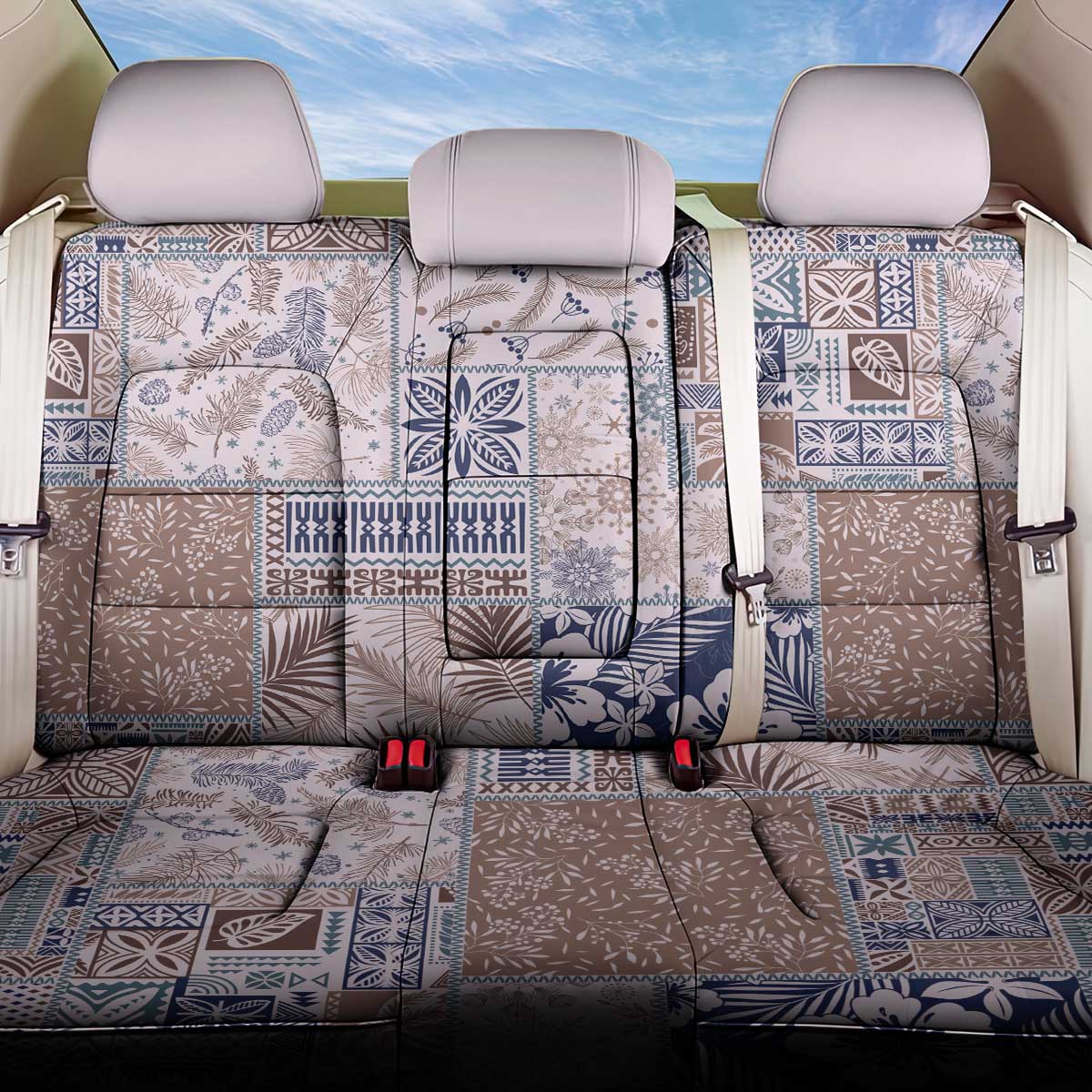Aloha Hawaii Pastel Christmas Patchwork Back Car Seat Cover Rustic Style - Polynesian Pride