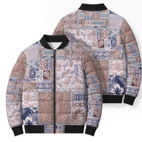 Aloha Hawaii Pastel Christmas Patchwork Bomber Puffer Jacket Rustic Style - Polynesian Pride