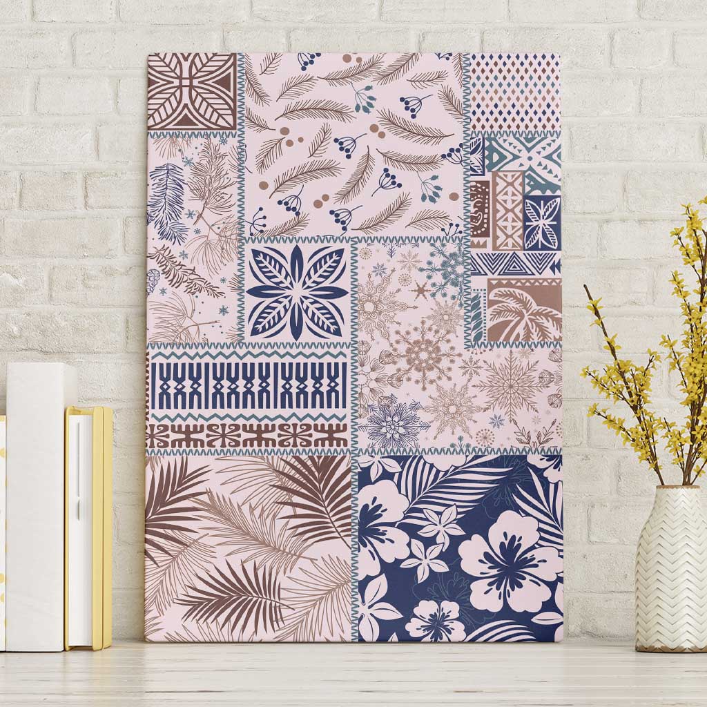 Aloha Hawaii Pastel Christmas Patchwork Canvas Wall Art Rustic Style - Polynesian Pride