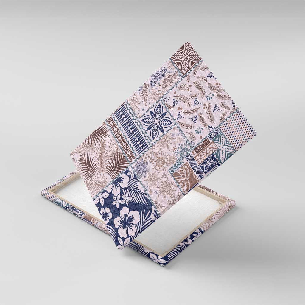 Aloha Hawaii Pastel Christmas Patchwork Canvas Wall Art Rustic Style - Polynesian Pride