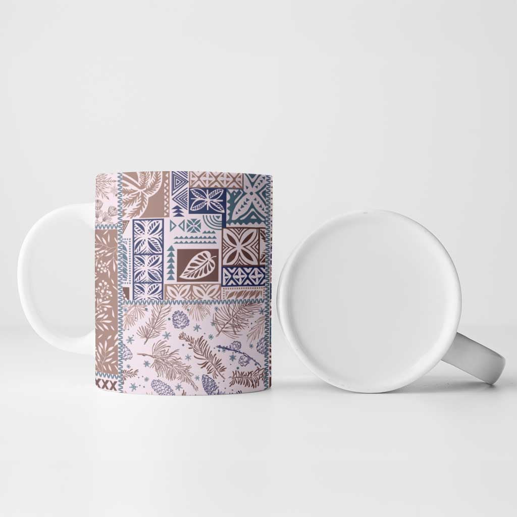 Aloha Hawaii Pastel Christmas Patchwork Ceramic Mug Rustic Style - Polynesian Pride