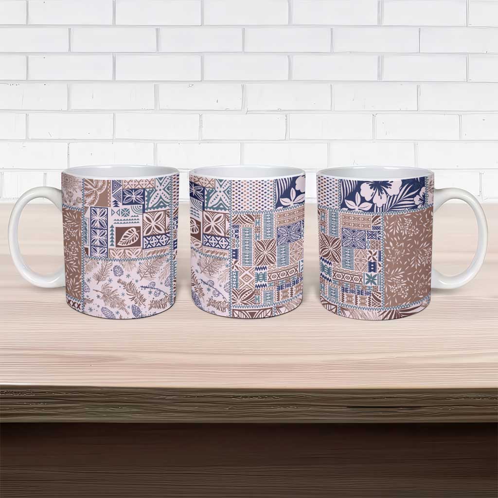 Aloha Hawaii Pastel Christmas Patchwork Ceramic Mug Rustic Style - Polynesian Pride