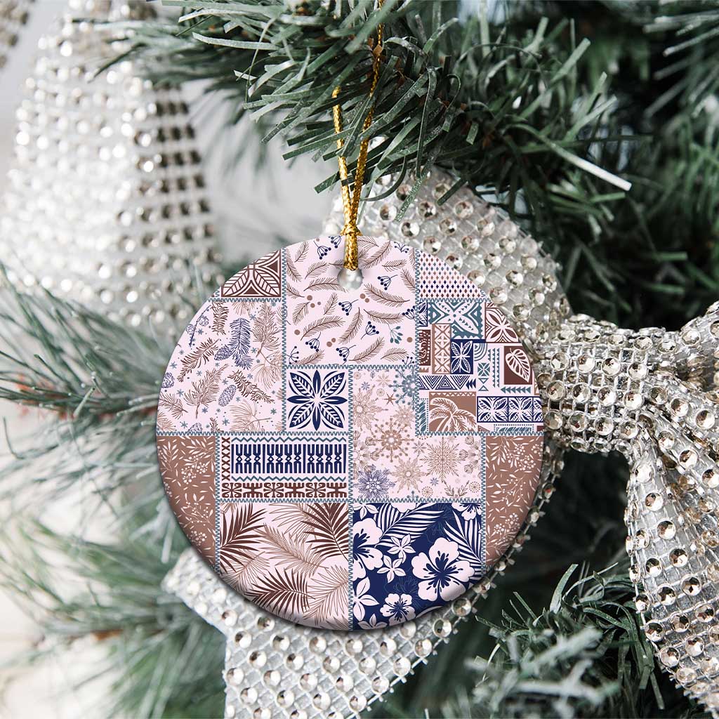 Aloha Hawaii Pastel Christmas Patchwork Ceramic Ornament Rustic Style - Polynesian Pride