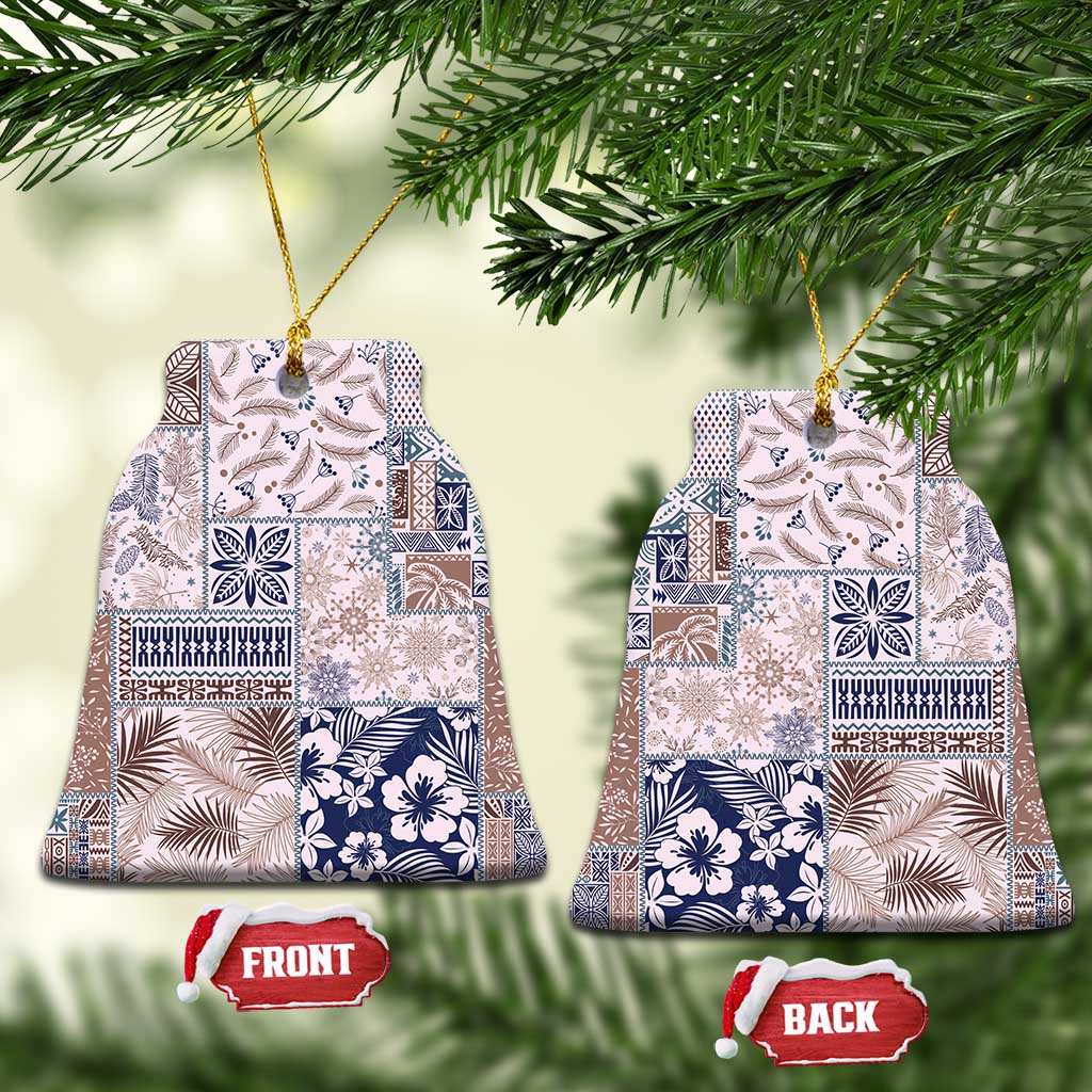 Aloha Hawaii Pastel Christmas Patchwork Ceramic Ornament Rustic Style - Polynesian Pride