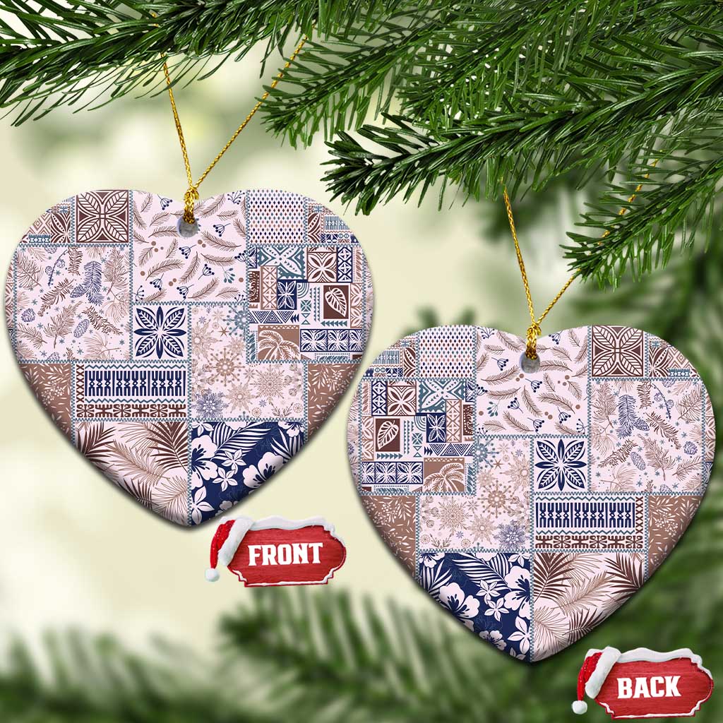 Aloha Hawaii Pastel Christmas Patchwork Ceramic Ornament Rustic Style - Polynesian Pride