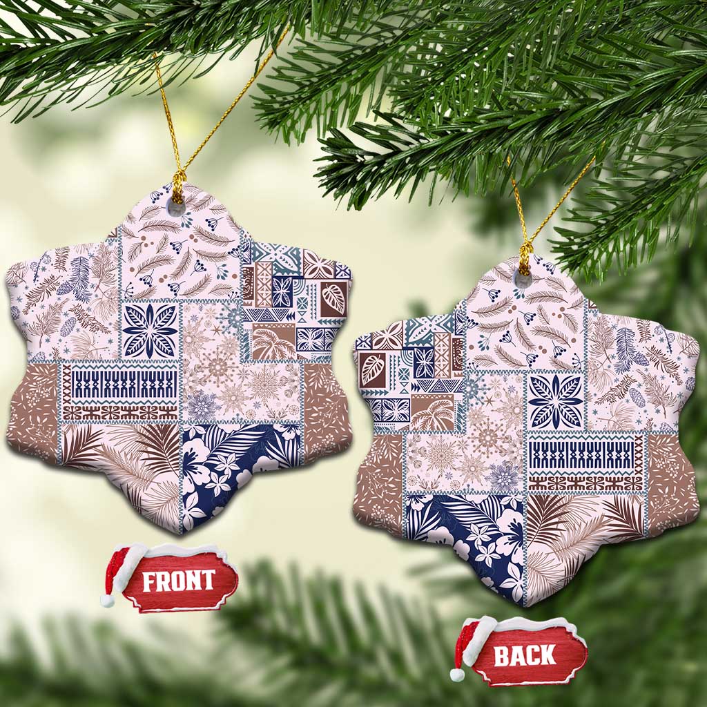 Aloha Hawaii Pastel Christmas Patchwork Ceramic Ornament Rustic Style - Polynesian Pride