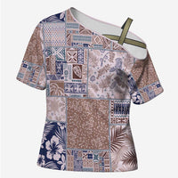 Aloha Hawaii Pastel Christmas Patchwork Cross Shoulder Shirt Rustic Style - Polynesian Pride