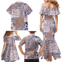 Aloha Hawaii Pastel Christmas Patchwork Family Matching Mermaid Dress and Hawaiian Shirt Rustic Style - Polynesian Pride