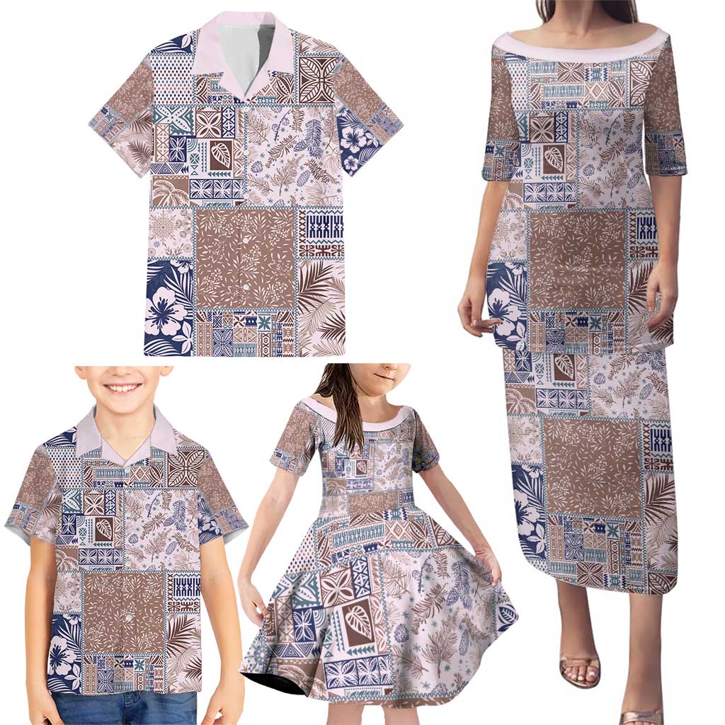 Aloha Hawaii Pastel Christmas Patchwork Family Matching Puletasi and Hawaiian Shirt Rustic Style LT7 - Polynesian Pride