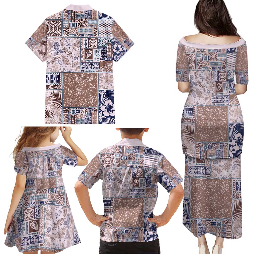 Aloha Hawaii Pastel Christmas Patchwork Family Matching Puletasi and Hawaiian Shirt Rustic Style LT7 - Polynesian Pride