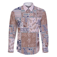 Aloha Hawaii Pastel Christmas Patchwork Family Matching Puletasi and Hawaiian Shirt Rustic Style LT7 Dad's Shirt - Long Sleeve Beige - Polynesian Pride