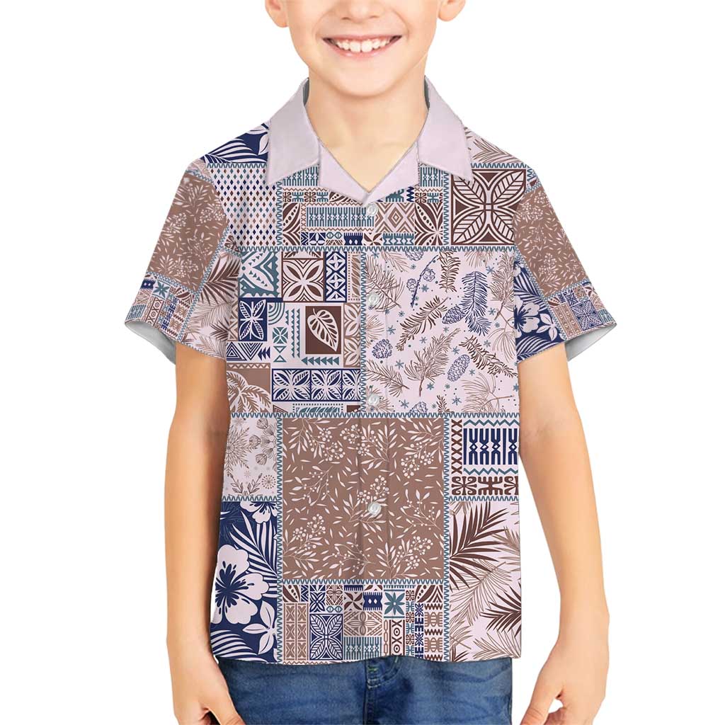 Aloha Hawaii Pastel Christmas Patchwork Family Matching Puletasi and Hawaiian Shirt Rustic Style LT7 Son's Shirt Beige - Polynesian Pride