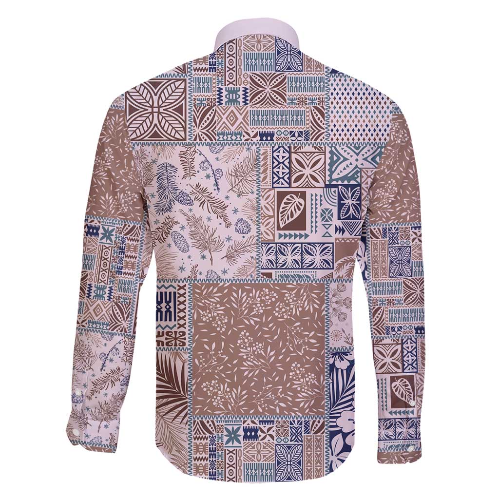 Aloha Hawaii Pastel Christmas Patchwork Family Matching Short Sleeve Bodycon Dress and Hawaiian Shirt Rustic Style - Polynesian Pride