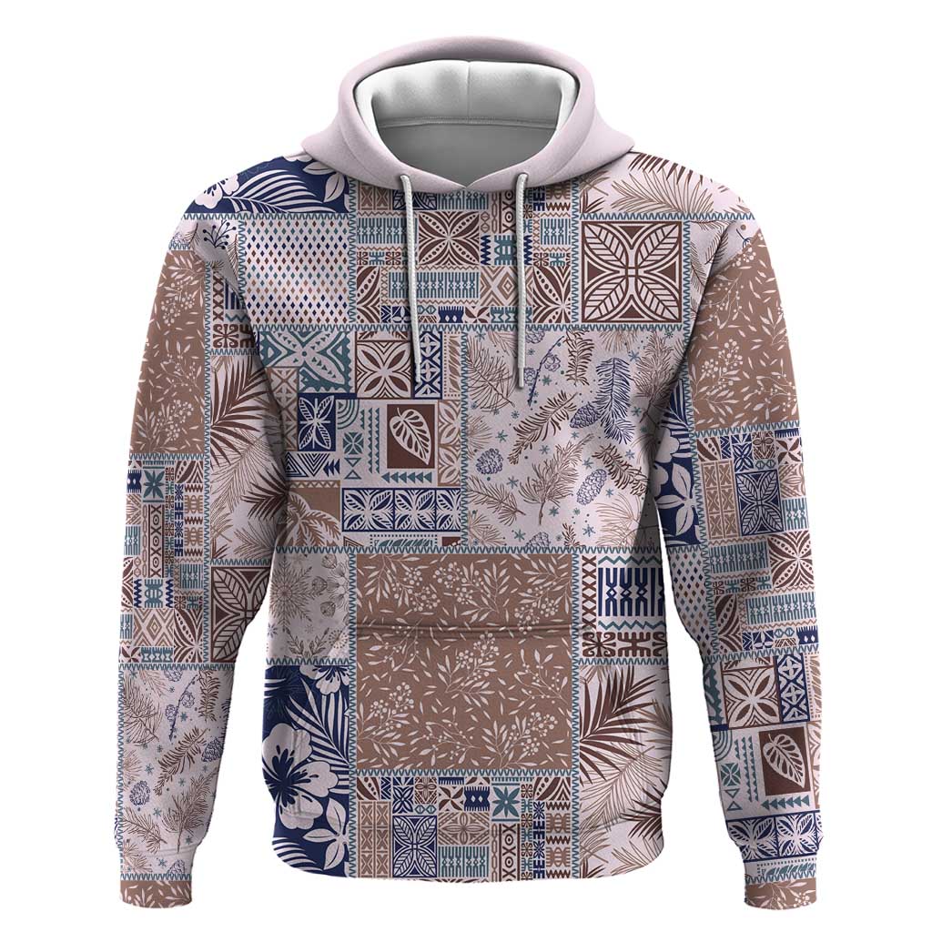 Aloha Hawaii Pastel Christmas Patchwork Hoodie Rustic Style - Polynesian Pride