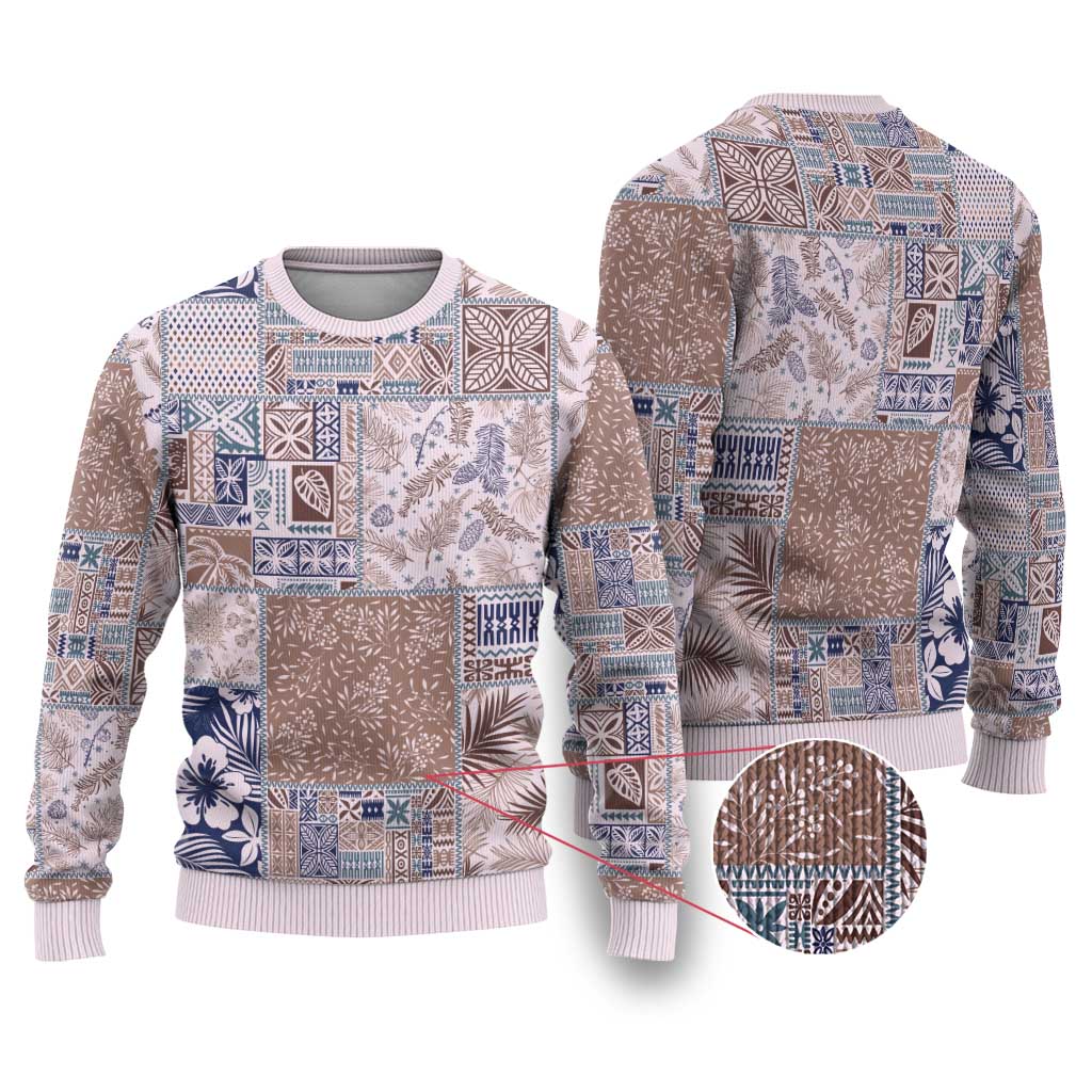 Aloha Hawaii Pastel Christmas Patchwork Ugly Christmas Sweater Rustic Style - Polynesian Pride