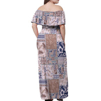 Aloha Hawaii Pastel Christmas Patchwork Off Shoulder Maxi Dress Rustic Style - Polynesian Pride