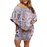 Aloha Hawaii Pastel Christmas Patchwork Off Shoulder Short Dress Rustic Style - Polynesian Pride