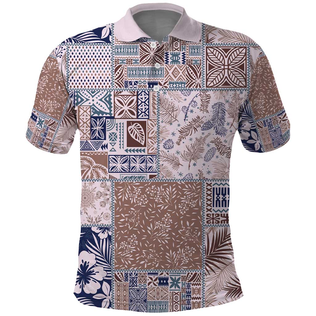 Aloha Hawaii Pastel Christmas Patchwork Polo Shirt Rustic Style - Polynesian Pride