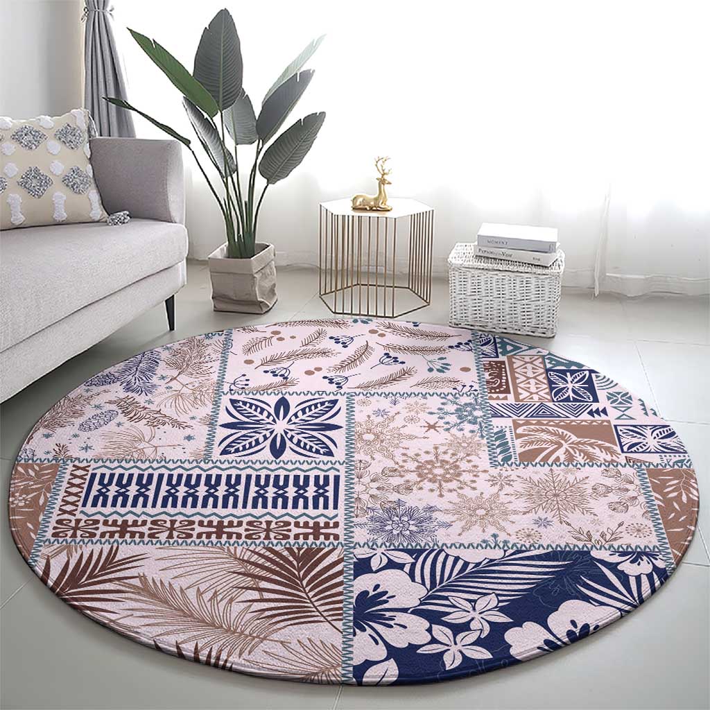 Aloha Hawaii Pastel Christmas Patchwork Round Carpet Rustic Style - Polynesian Pride