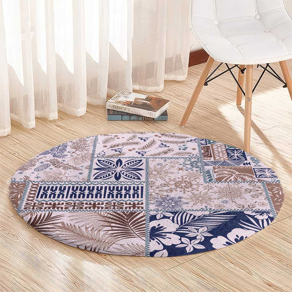 Aloha Hawaii Pastel Christmas Patchwork Round Carpet Rustic Style - Polynesian Pride