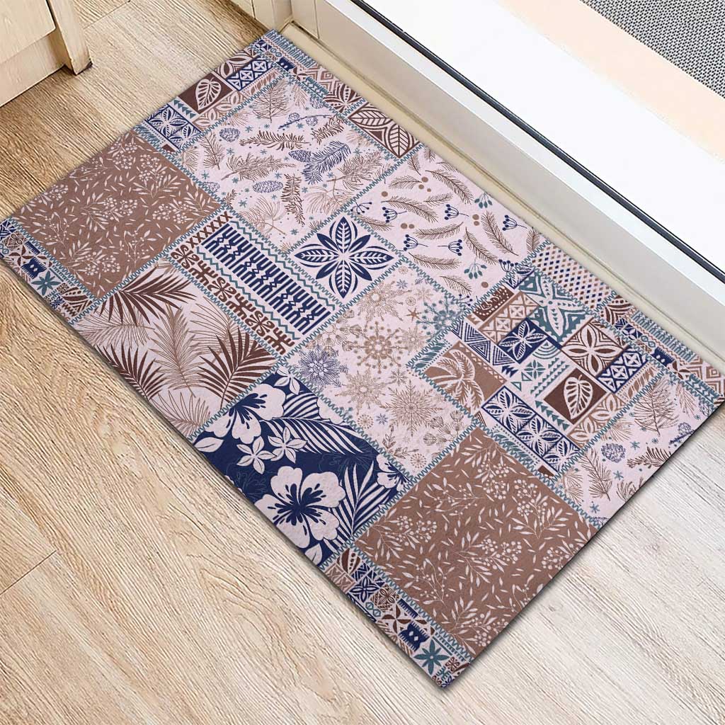 Aloha Hawaii Pastel Christmas Patchwork Rubber Doormat Rustic Style - Polynesian Pride