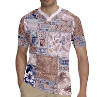 Aloha Hawaii Pastel Christmas Patchwork Rugby Jersey Rustic Style - Polynesian Pride