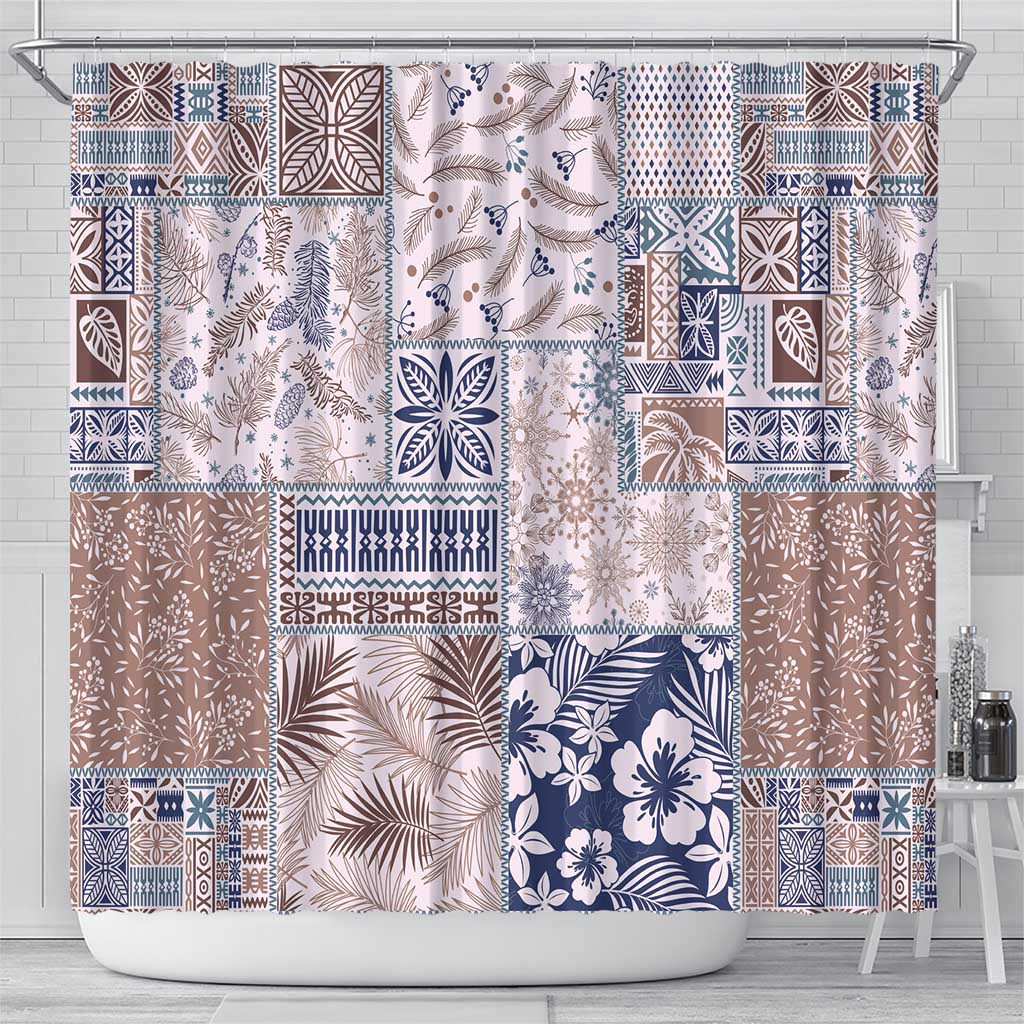 Aloha Hawaii Pastel Christmas Patchwork Shower Curtain Rustic Style - Polynesian Pride