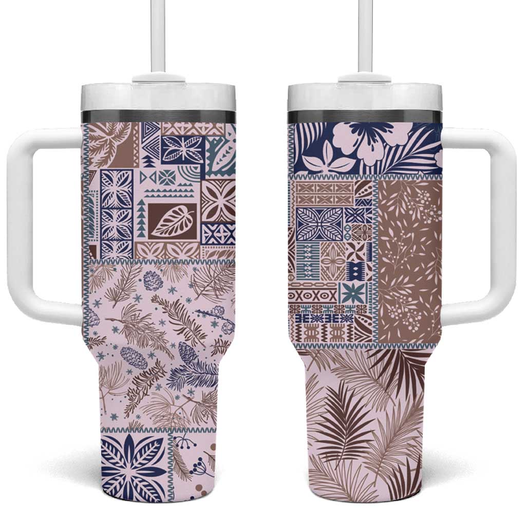 Aloha Hawaii Pastel Christmas Patchwork Tumbler With Handle Rustic Style - Polynesian Pride