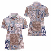 Aloha Hawaii Pastel Christmas Patchwork Women Polo Shirt Rustic Style - Polynesian Pride
