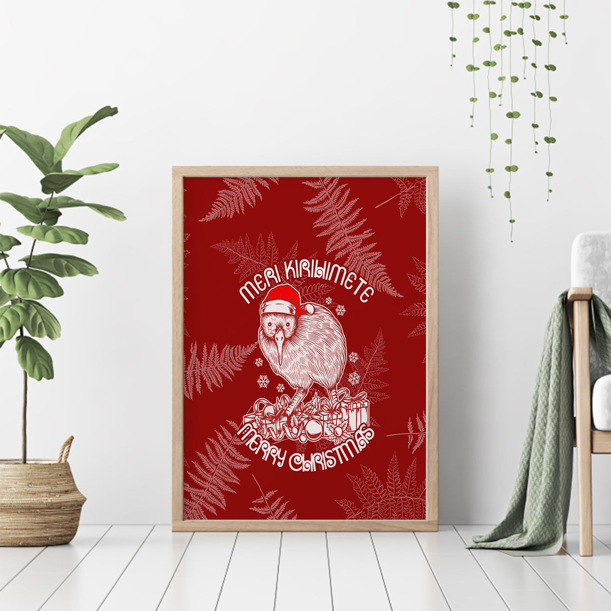 New Zealand Christmas Canvas Wall Art Silver Fern Mix Kiwi Bird Ver01 LT7 - Polynesian Pride