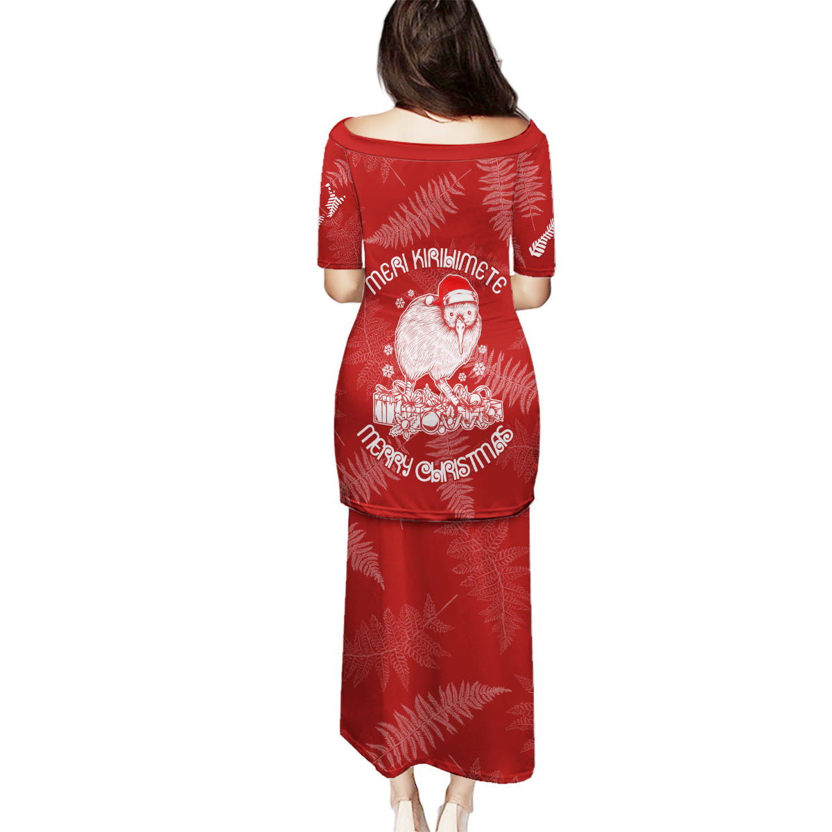 New Zealand Christmas Family Matching Puletasi Dress and Hawaiian Shirt Silver Fern Mix Kiwi Bird Ver01 LT7 - Polynesian Pride