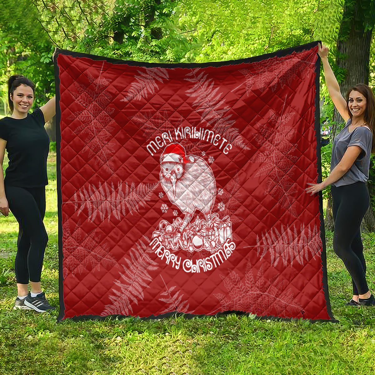 New Zealand Christmas Quilt Silver Fern Mix Kiwi Bird Ver01 LT7 - Polynesian Pride