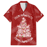 New Zealand Christmas Family Matching Puletasi Dress and Hawaiian Shirt Silver Fern Mix Kiwi Bird Ver02 LT7 Dad's Shirt - Short Sleeve Red - Polynesian Pride