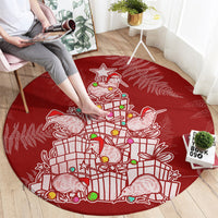 New Zealand Christmas Round Carpet Silver Fern Mix Kiwi Bird Ver02 LT7 - Polynesian Pride