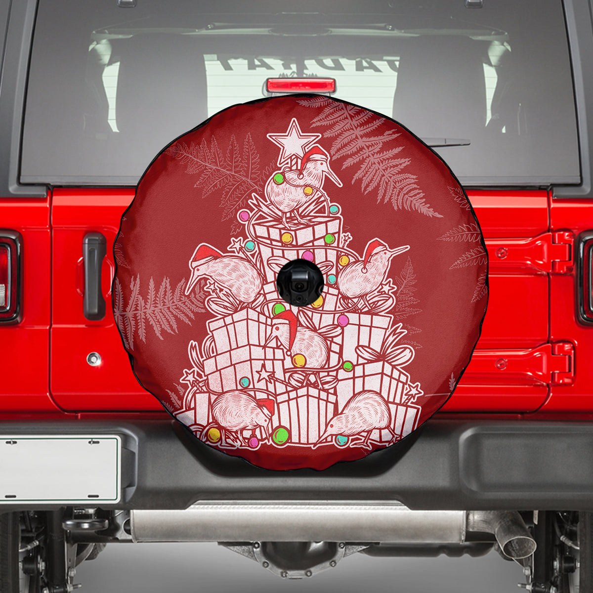 New Zealand Christmas Spare Tire Cover Silver Fern Mix Kiwi Bird Ver02 LT7 - Polynesian Pride