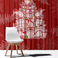 New Zealand Christmas Window Curtain Silver Fern Mix Kiwi Bird Ver02 LT7 - Polynesian Pride