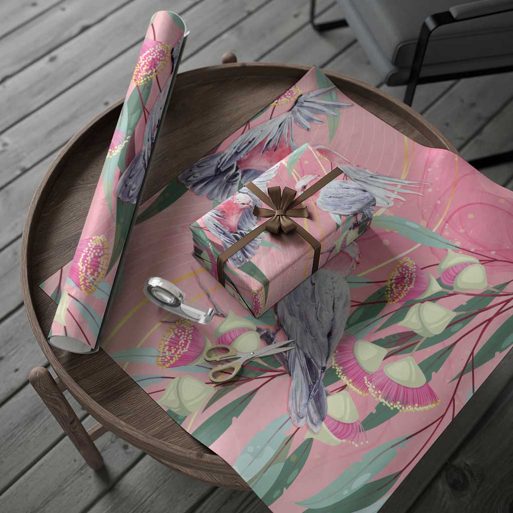 Australia Breast Cancer Awareness Wrapping Paper Pink Galah with Eucalyptus Flowers LT7 - Polynesian Pride