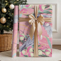 Australia Breast Cancer Awareness Wrapping Paper Pink Galah with Eucalyptus Flowers LT7 - Polynesian Pride