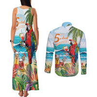 Aloha Hawaii Christmas Couples Matching Tank Maxi Dress and Long Sleeve Button Shirt It's 5 o'clock Somewhere