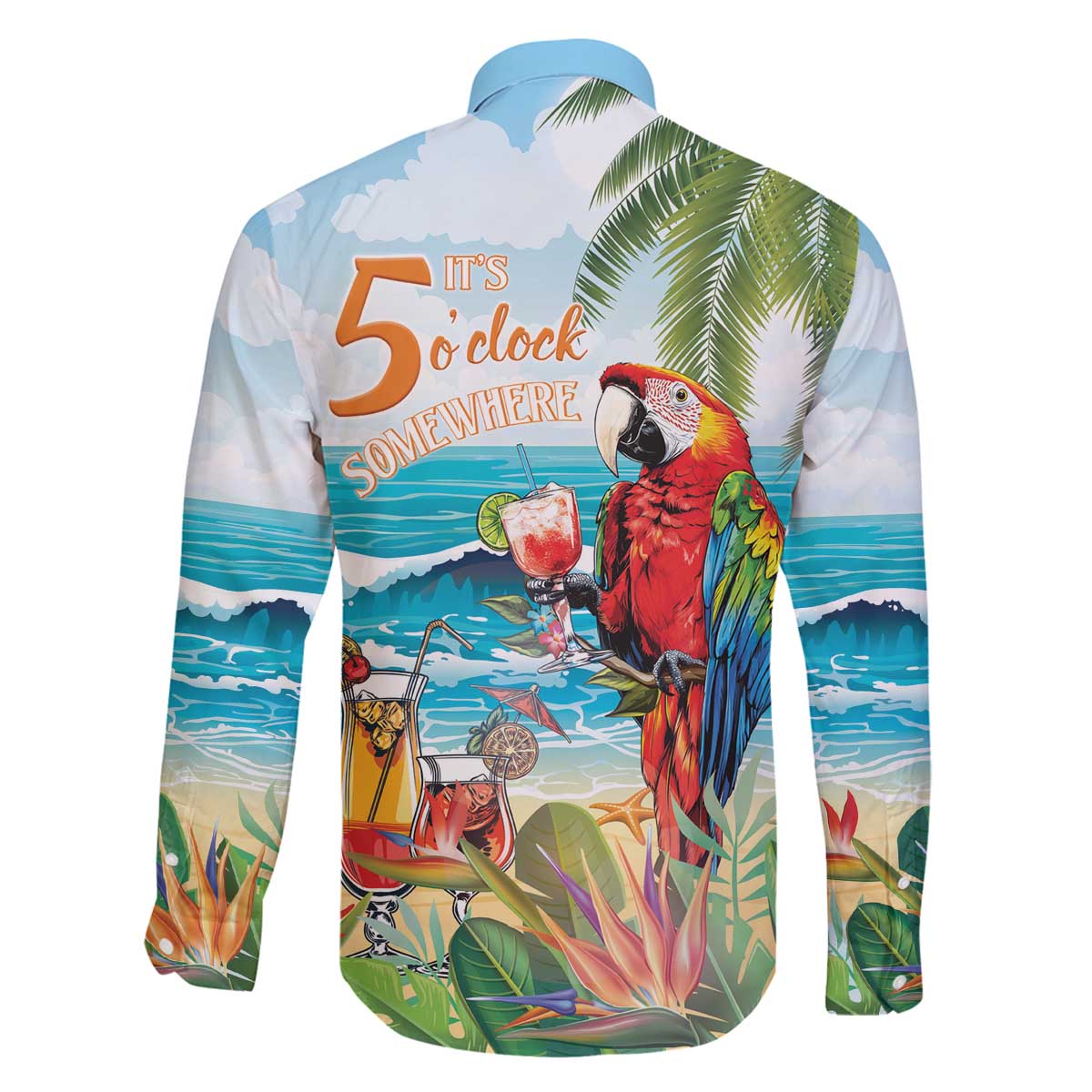 Aloha Hawaii Christmas Family Matching Off The Shoulder Long Sleeve Dress and Hawaiian Shirt It's 5 o'clock Somewhere