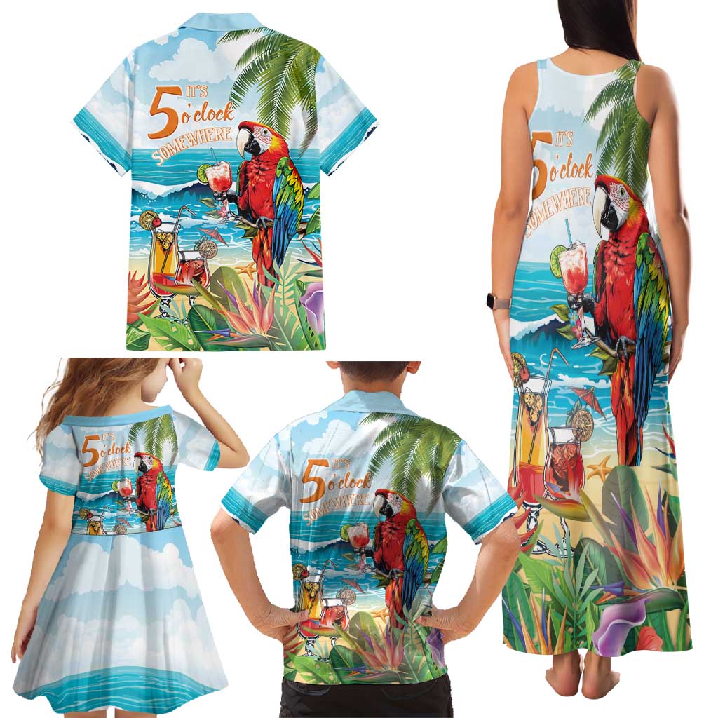 Aloha Hawaii Christmas Family Matching Tank Maxi Dress and Hawaiian Shirt It's 5 o'clock Somewhere