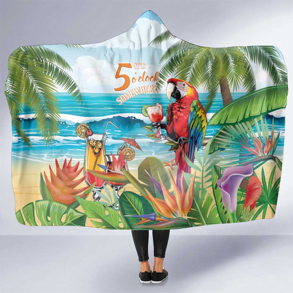 Aloha Hawaii Christmas Hooded Blanket It's 5 o'clock Somewhere