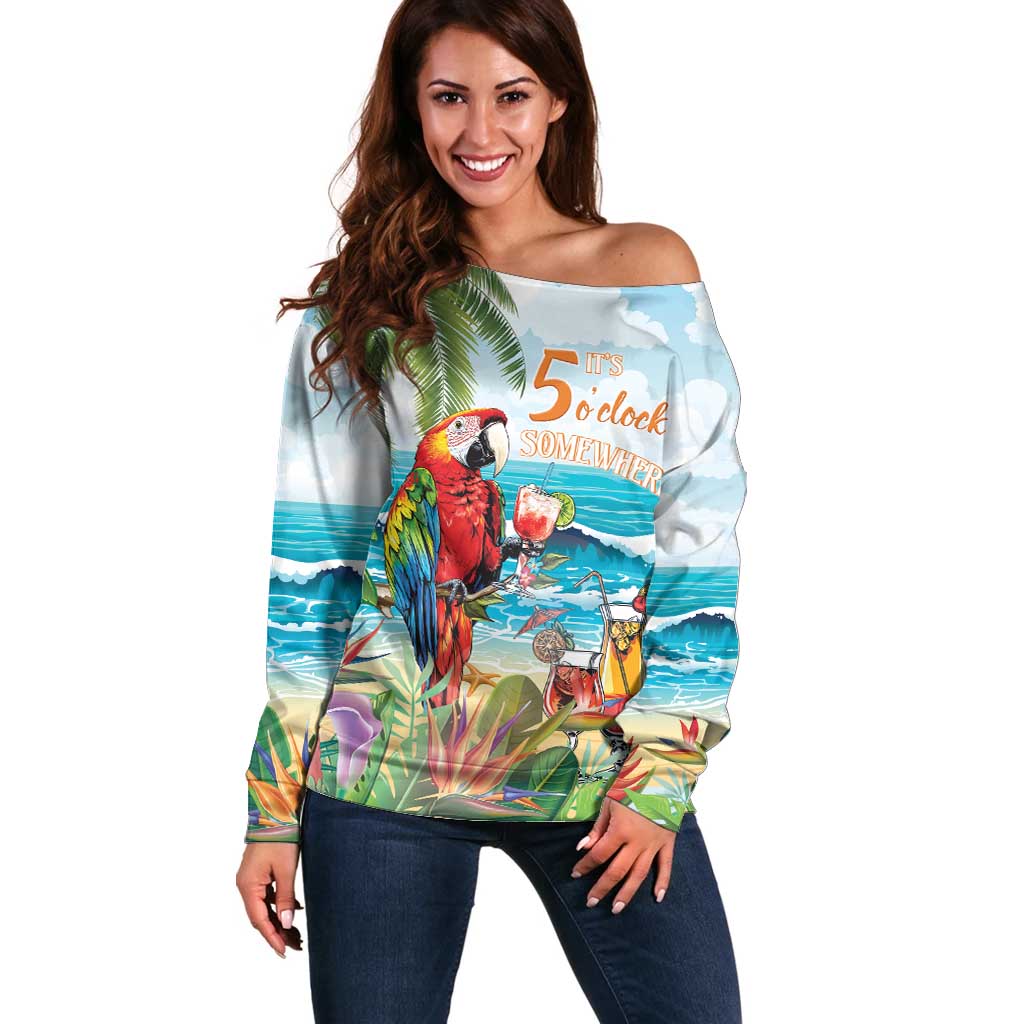 Aloha Hawaii Christmas Off Shoulder Sweater It's 5 o'clock Somewhere