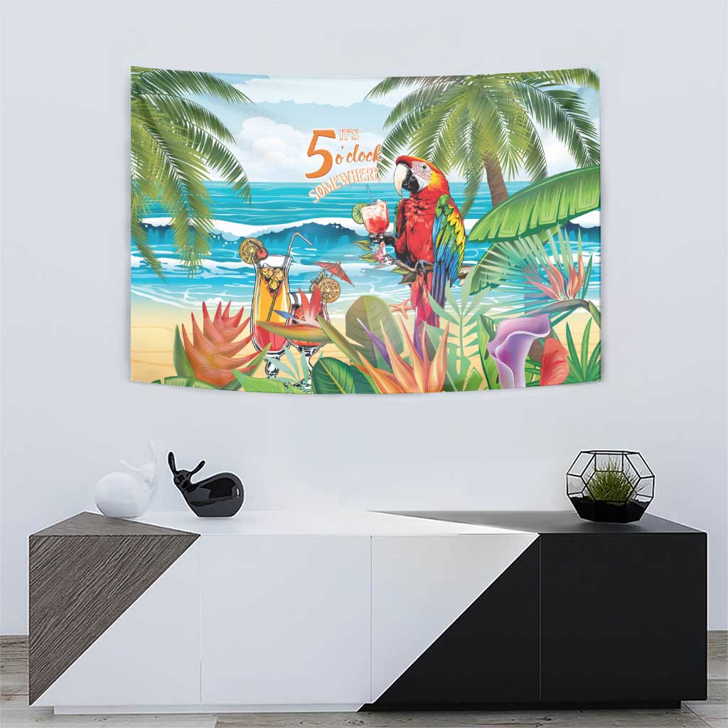 Aloha Hawaii Christmas Tapestry It's 5 o'clock Somewhere