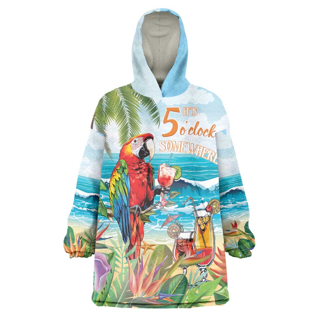 Aloha Hawaii Christmas Wearable Blanket Hoodie It's 5 o'clock Somewhere