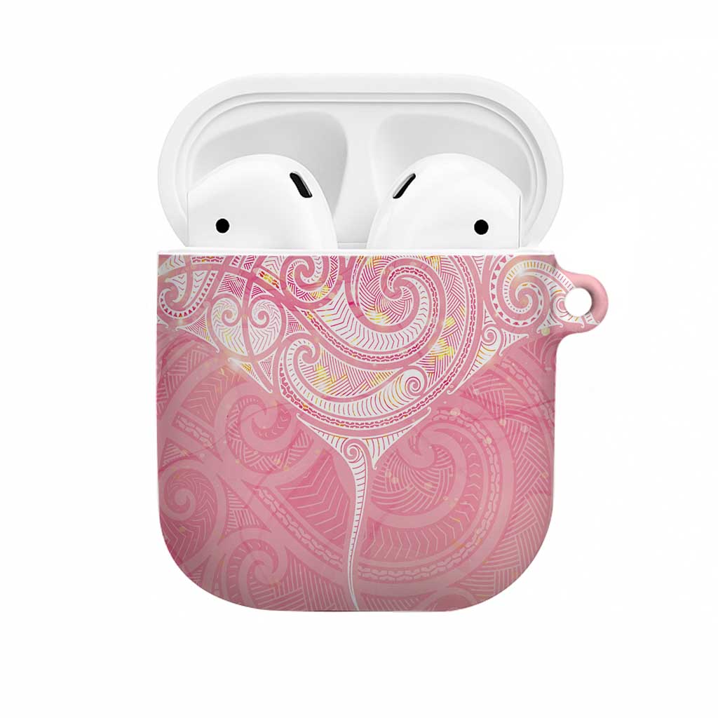 Breast Cancer Awareness Maori Aotearoa AirPods Case Manta Ray - Pink Glaze - Polynesian Pride