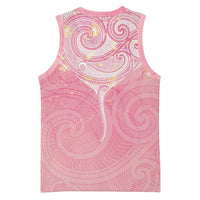 Breast Cancer Awareness Maori Aotearoa Basketball Jersey Manta Ray - Pink Glaze - Polynesian Pride
