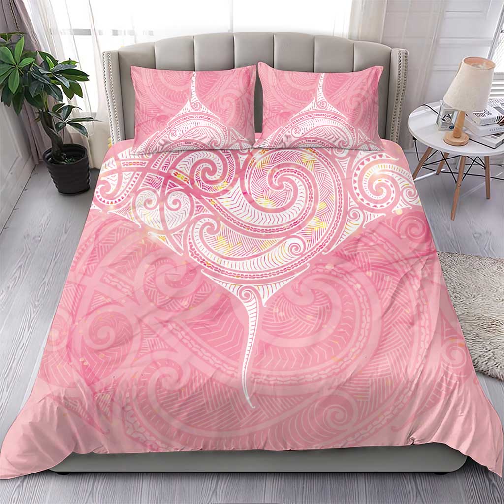 Breast Cancer Awareness Maori Aotearoa Bedding Set Manta Ray - Pink Glaze - Polynesian Pride