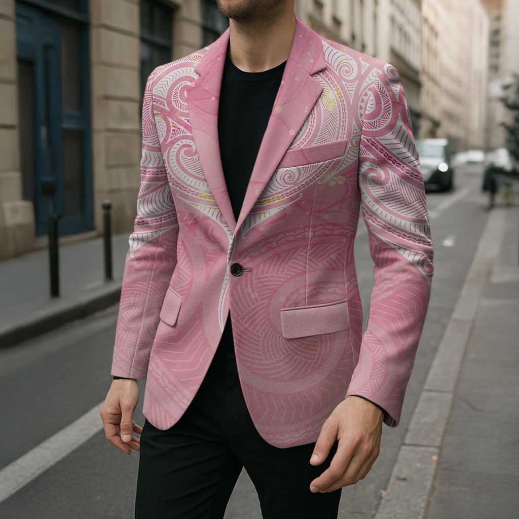Breast Cancer Awareness Maori Aotearoa Blazer Manta Ray - Pink Glaze - Polynesian Pride